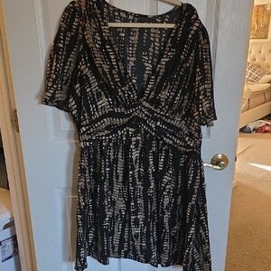 SHEIN Black and Tan Patterned Mini Dress